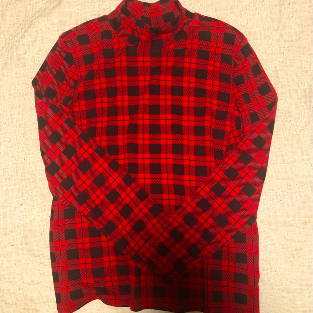 Karen Scott red plaid long sleeve shirt